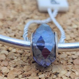 3/$30 🖤 STERLING SILVER FACETED IRIDESCENT MURANO CHARM BEAD FOR PANDORA